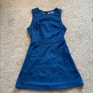 Denim mini dress with cutout back